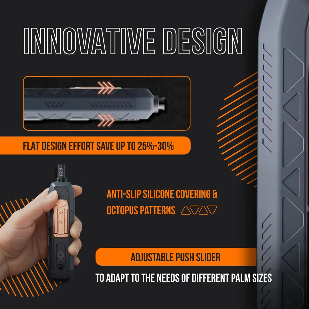 Innovative Almighty 180-in-1 screwdriver with flat anti-slip silicone grip and push slider design