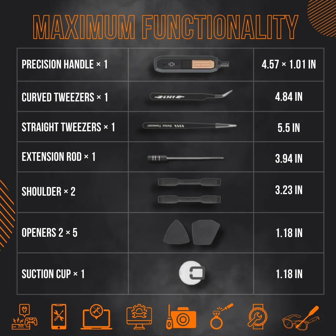 Almighty 180-in-1 screwdriver kit contents, tools and sizes, repair tool set display.