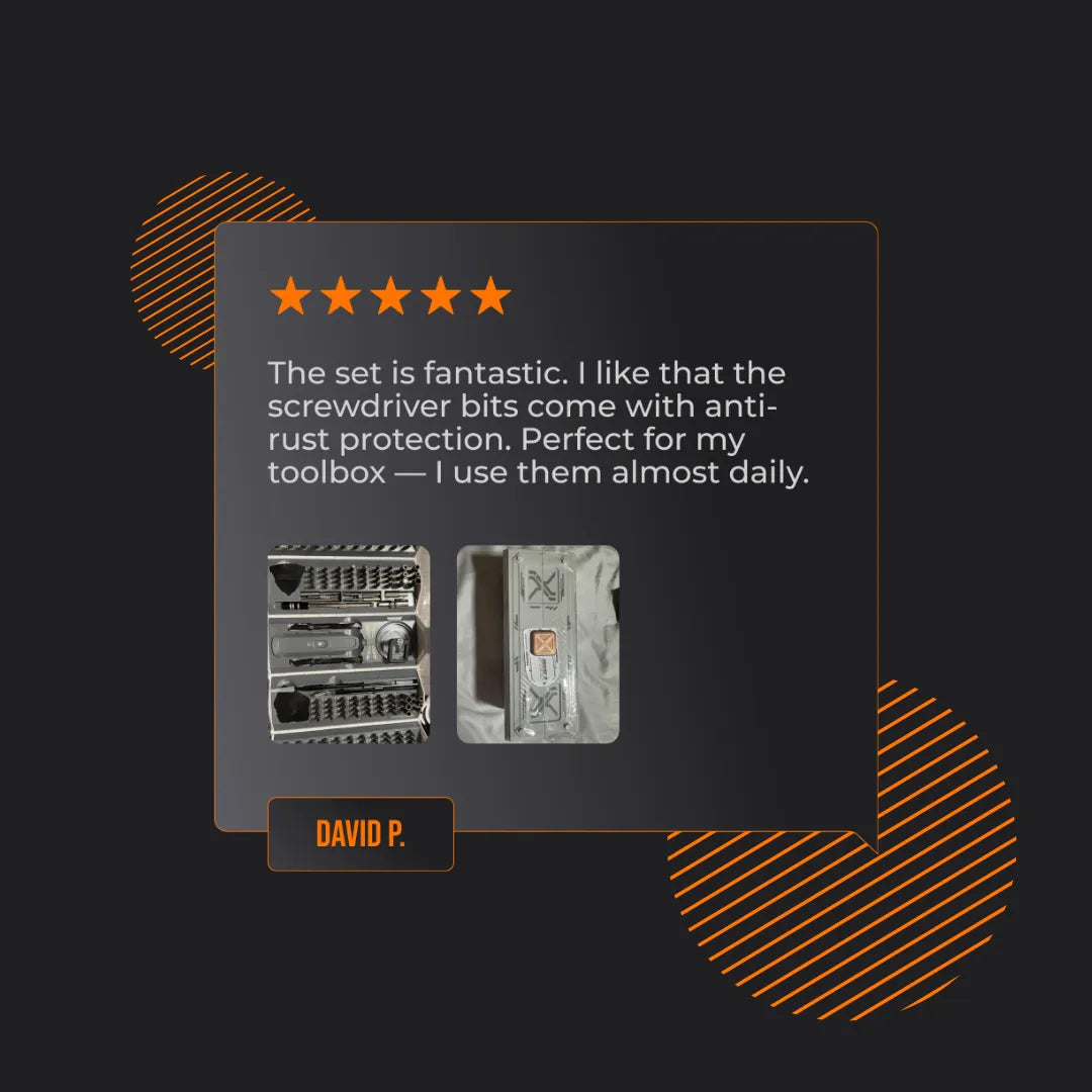 180-in-1 screwdriver set review with metal case and anti-rust bits, five-star rating