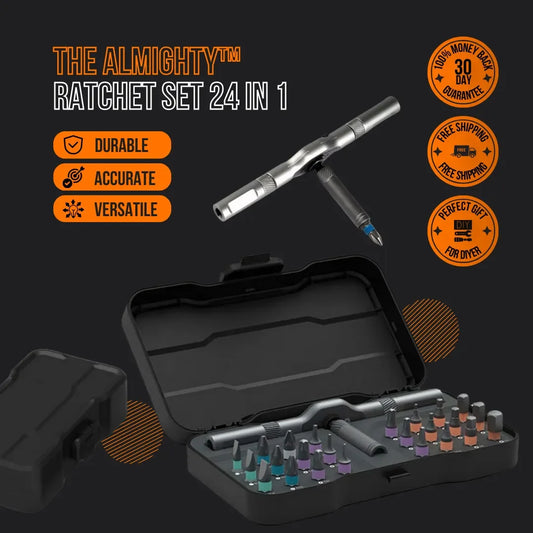 24 in 1 ratchet screwdriver set with case, colorful bits, labeled durable, accurate, versatile