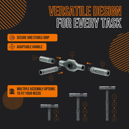 24-in-1 ratchet screwdriver with adaptable handle, modular design, and multiple assembly options